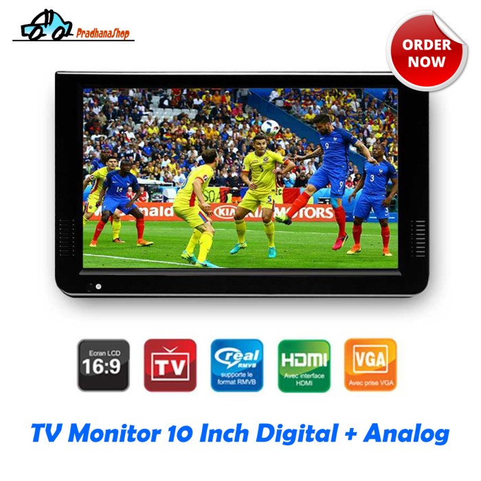 Tv Monitor Portable Dvb T2 Analog Tv Digital Mobil Piknik 10 Inch