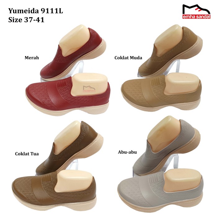 Yumeida 9111 L Sepatu Wanita Flat Shoes Karet - 39, Merah