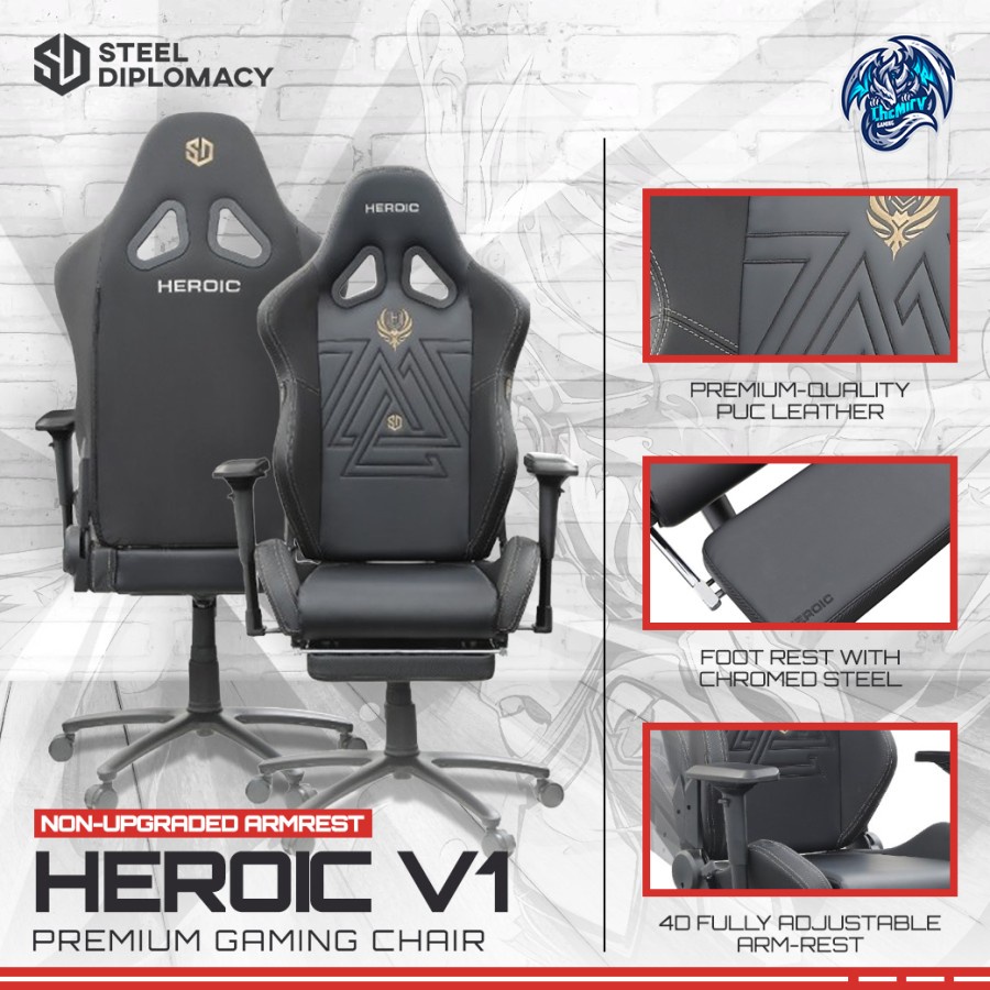 SteelDiplomacy Heroic V1 Non Upgraded ArmRest Gaming Chair