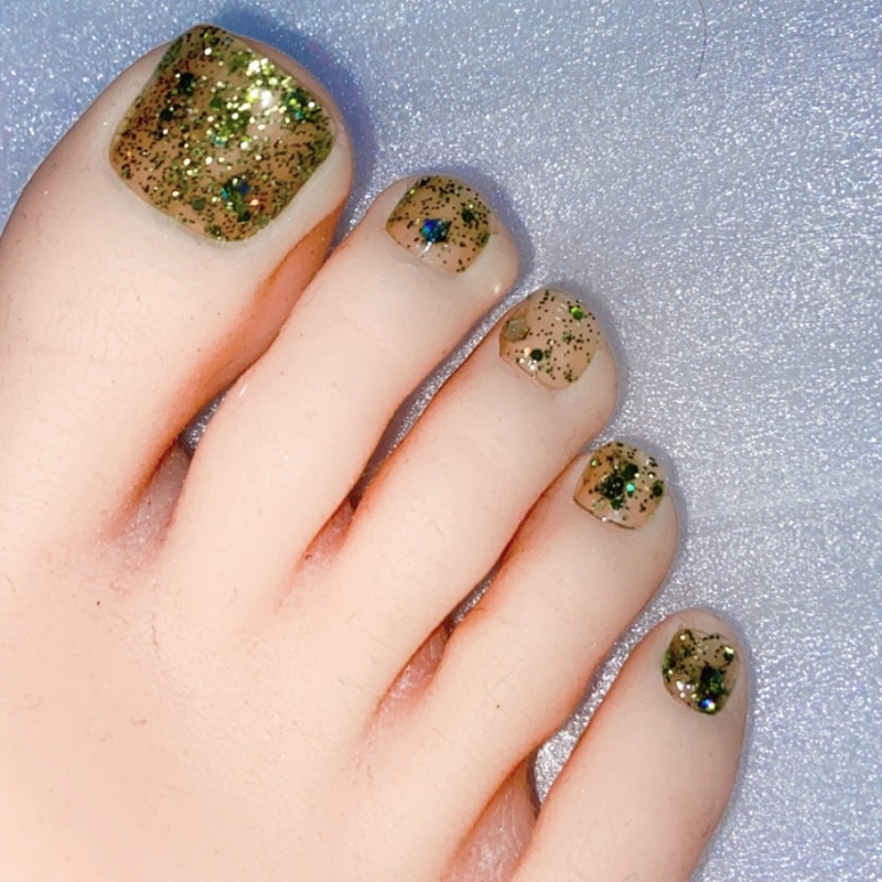 Kuku Palsu kaki【 J11，sudah ada lem】Nikah Wedding False Nailart Pengantin kaki