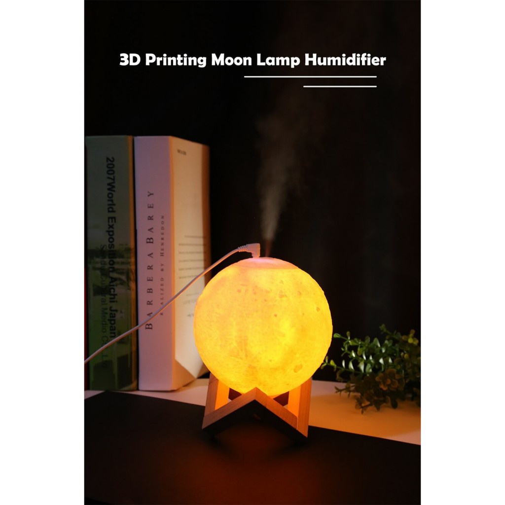 873 Moon Lamp Humidifier - 880ml Water Tank with Changing LED Night Light