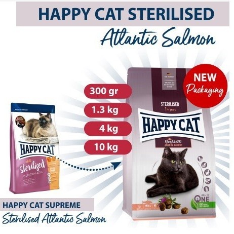 HAPPY CAT STERILISED SALMON MAKANAN KUCING STERIL 4KG