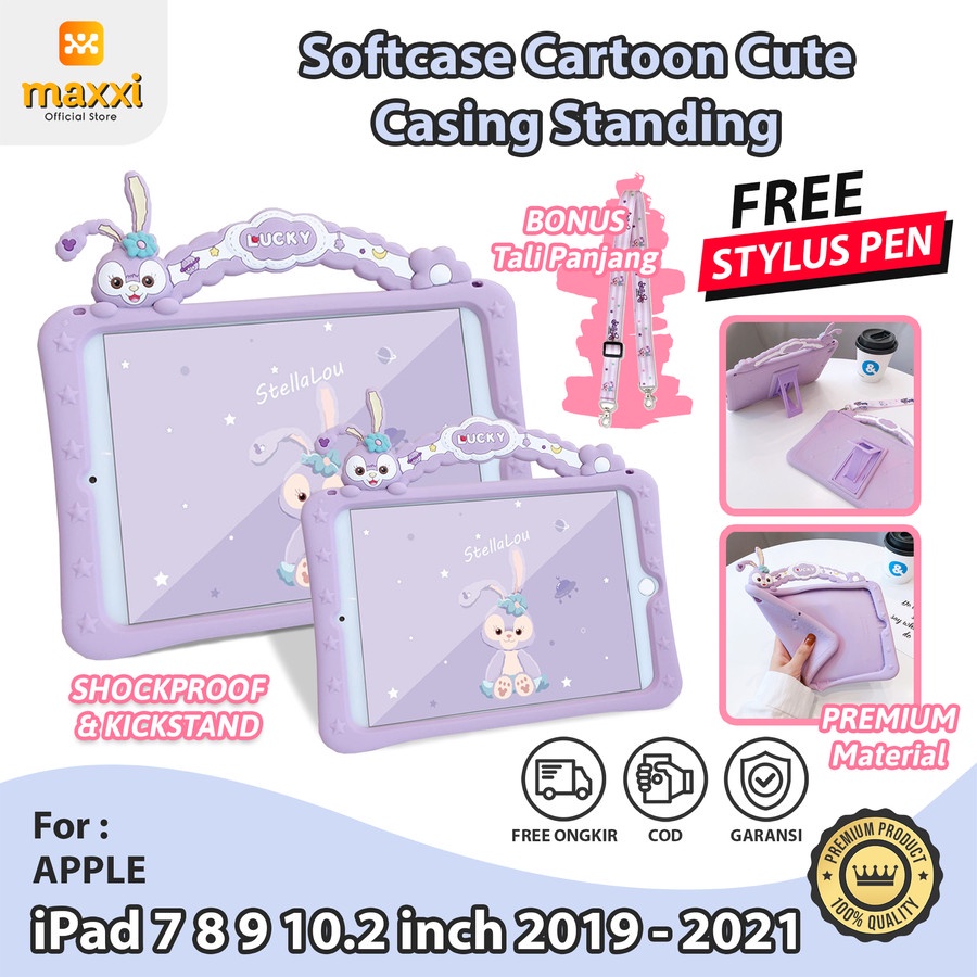 Softcase Anak iPad 7 8 9 Stella Lou Bonus Lanyard Stylus 2019 2020 2021 10.2 Soft Case Kartun Anak L