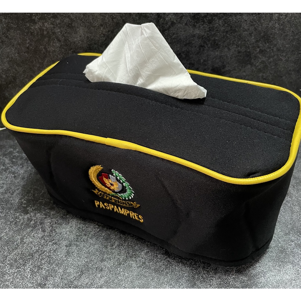 Kotak Tissue Paspampres (Hitam) - Tempat Tissue Mobil - Tissue Box Paspampres