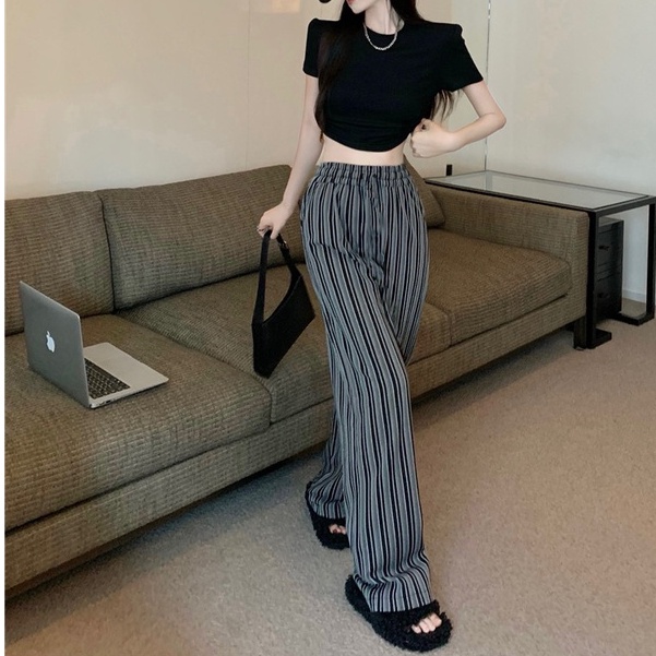 【Blossom】Vertical Stripe Wide Leg Culottes  Pants  2435