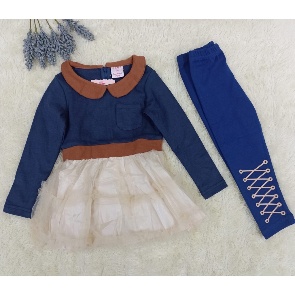 STELAN ANAK  BAJU WINTER KOREA STYLE ANAK 2IN1 DRESS