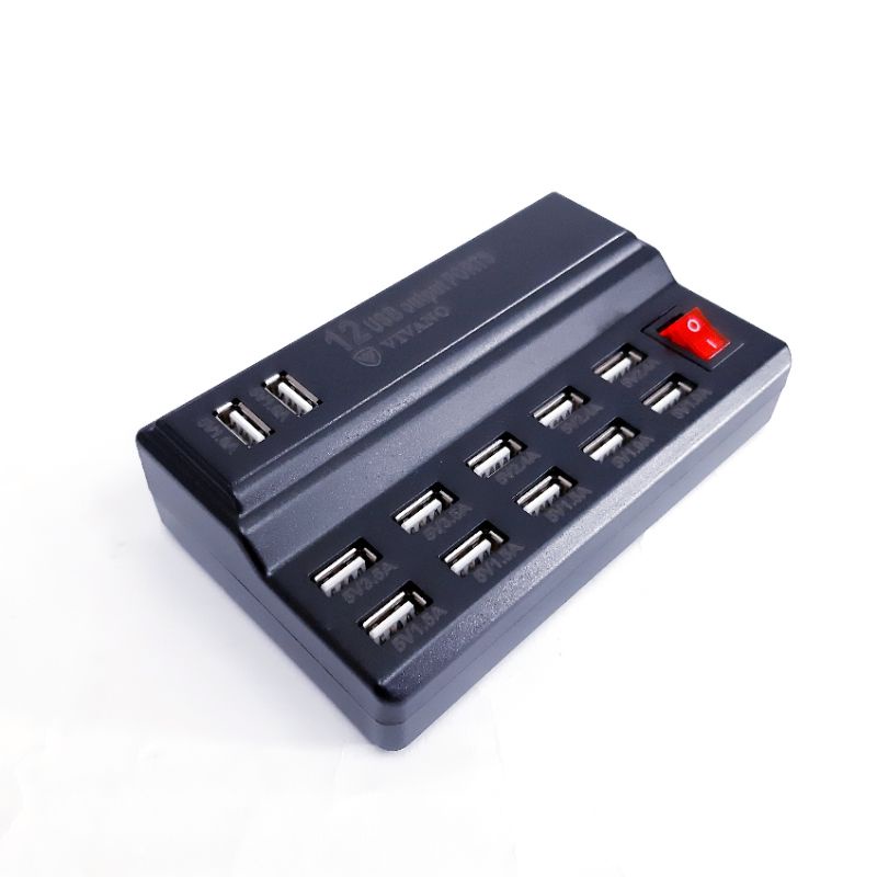 [premium] Charger USB 60W Power Adapter Station 12 Port USB Fast Charging Universal cepat isi 5menit 5 % fast charging