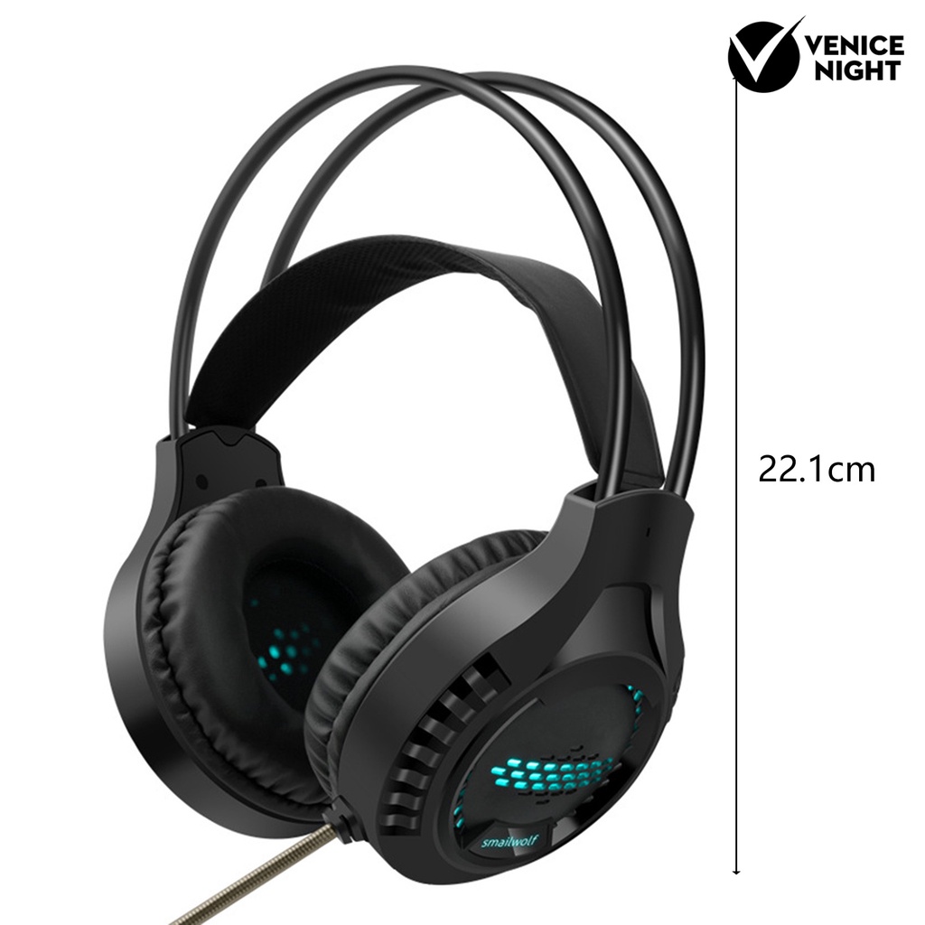 (VNEP) (Berkabel) AK3 Headset Efek Cahaya RGB Luminous Over Ear Stereo Gaming Headphone dengan Mic untuk Gamer