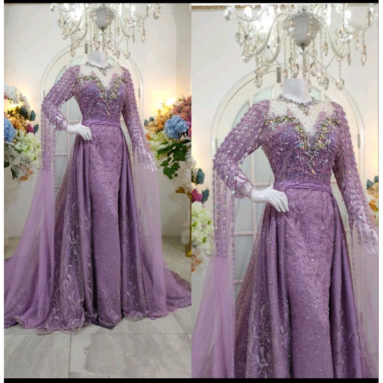 TERKINI//GAUN SLIM MEWAH BEREKOR MODERN//GOWN PENGANTIN BEST SELLER