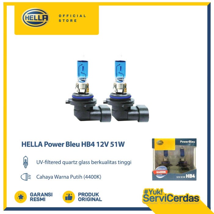 HELLA Bohlam Mobil HB4 12V 51W 4400K Power Bleu - Bohlam Mobil / Lampu Mobil