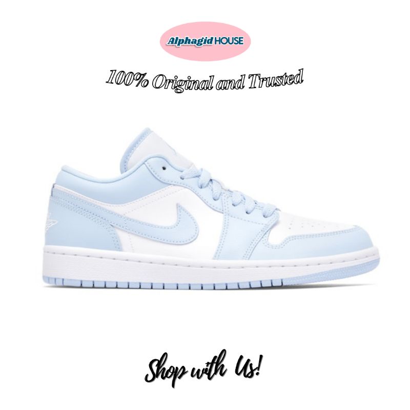 Nike Air Jordan 1 Low Alumunium University Blue Womens-100% Original Resmi