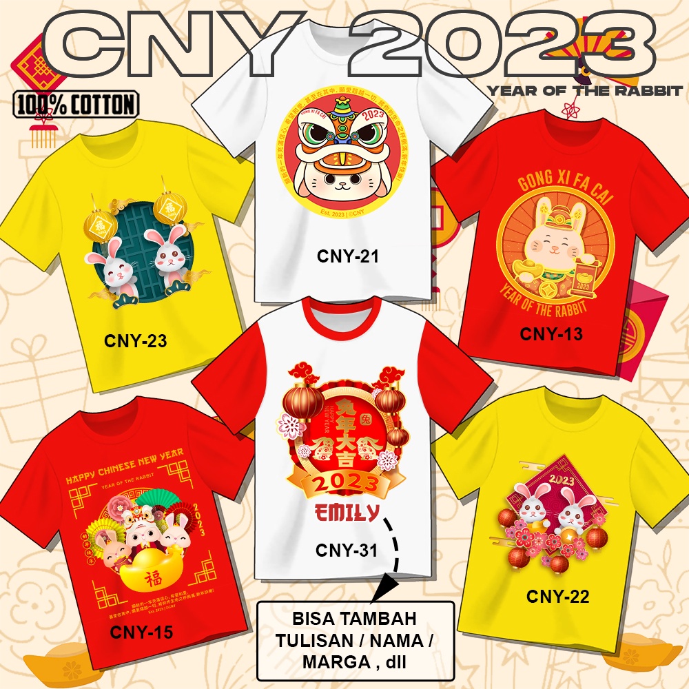 Baju Kaos ANAK DAN DEWASA SINCIA IMLEK CHINESE NEW YEAR COUPLE (FREE NAMA)