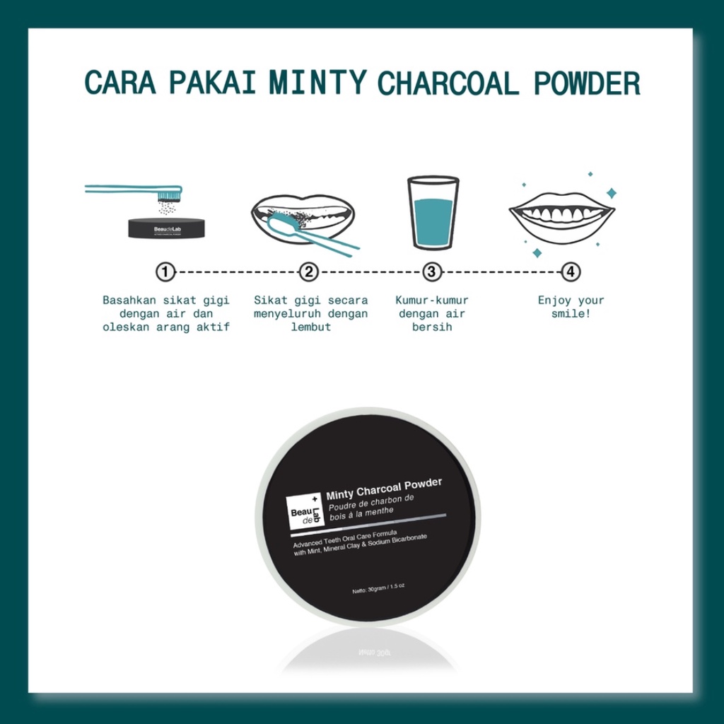 [ Agen Resmi ] Beaudelab Minty Charcoal Powder for Teeth Detoxification | Arang Aktif Detoks Karang &amp; Pemutih Gigi Original BPOM