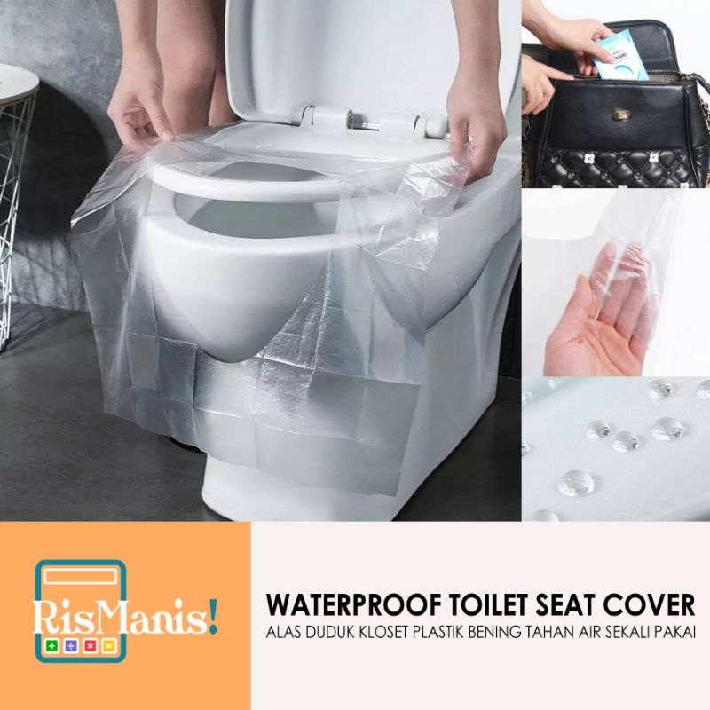 WATERPROOF TOILET SEAT COVER - 1 pcs Alas Duduk Kloset Plastik Bening Transparan Tahan Air Sekali Pakai Higienis Traveling Ukuran Portable Penutup Dudukan Closet Kamar Mandi WC Umum