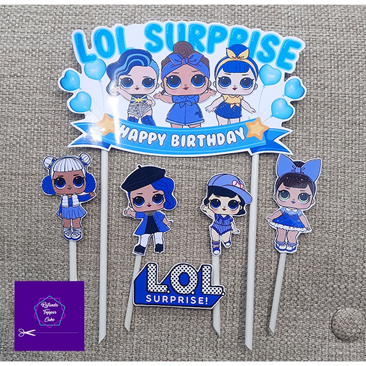topper kue ulang tahun toper ultah LOL blue version custom nama + ukuran