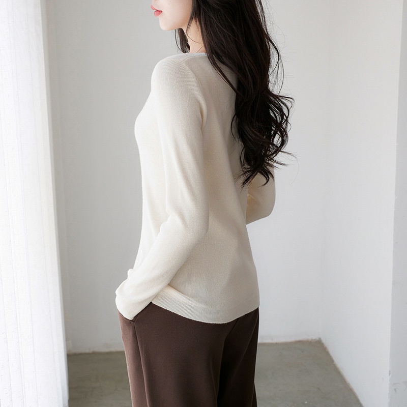 【Elegant】 Casual Long Sleeve Knit V Neck T-shirts 2259