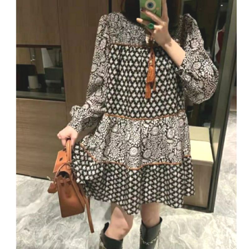 MDLV ~ 1805# Pjg Moldova Short Sleeve Loose Dress jumbo