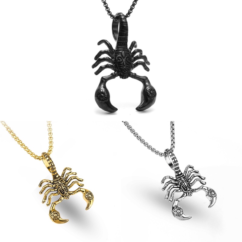 Fancyqube Kalung Liontin Kalajengking Scorpion Gaya Punk Rock Antik Untuk Pria