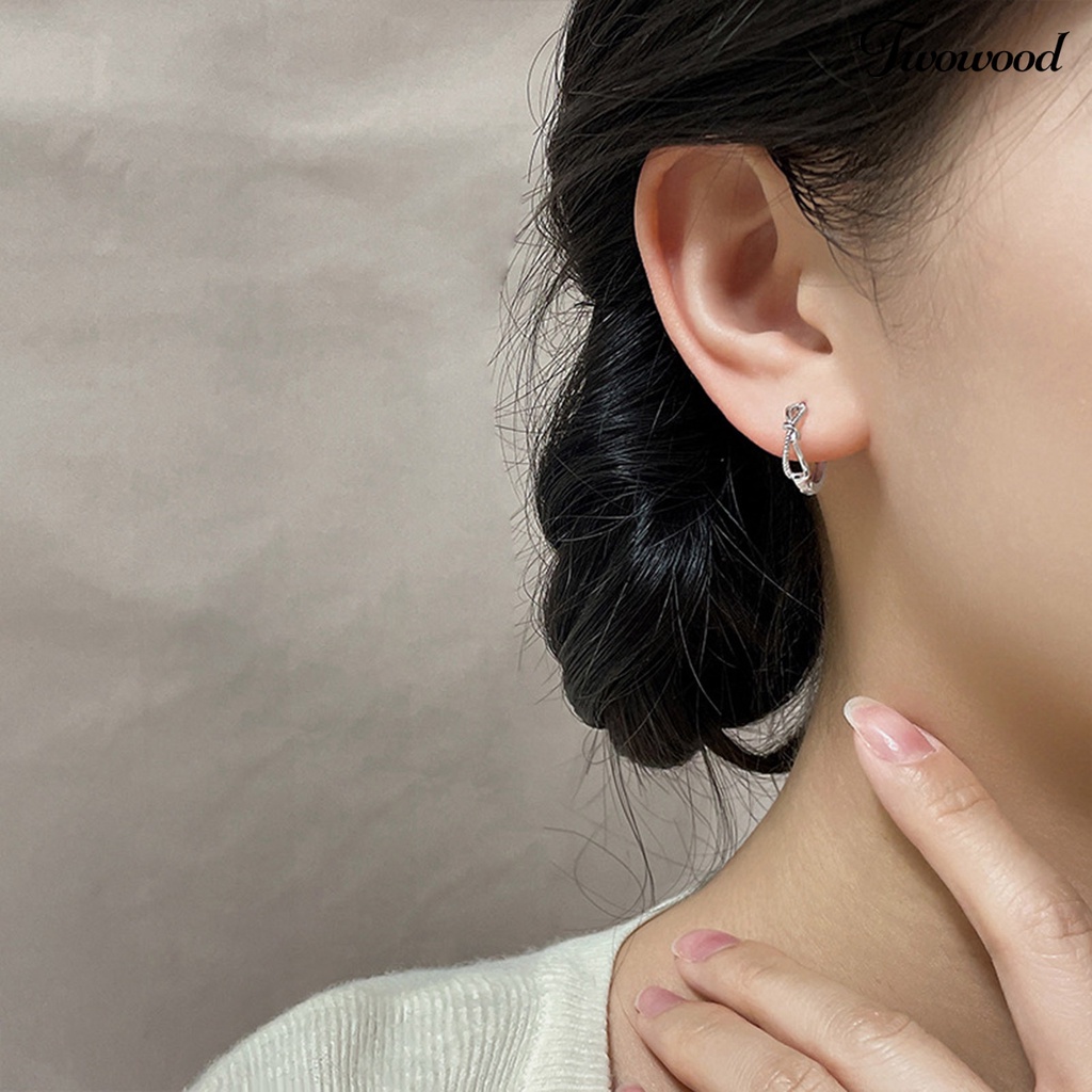 1 Pc Anting Hoop Hypoallergenic Bahan Tembaga Untuk Wanita