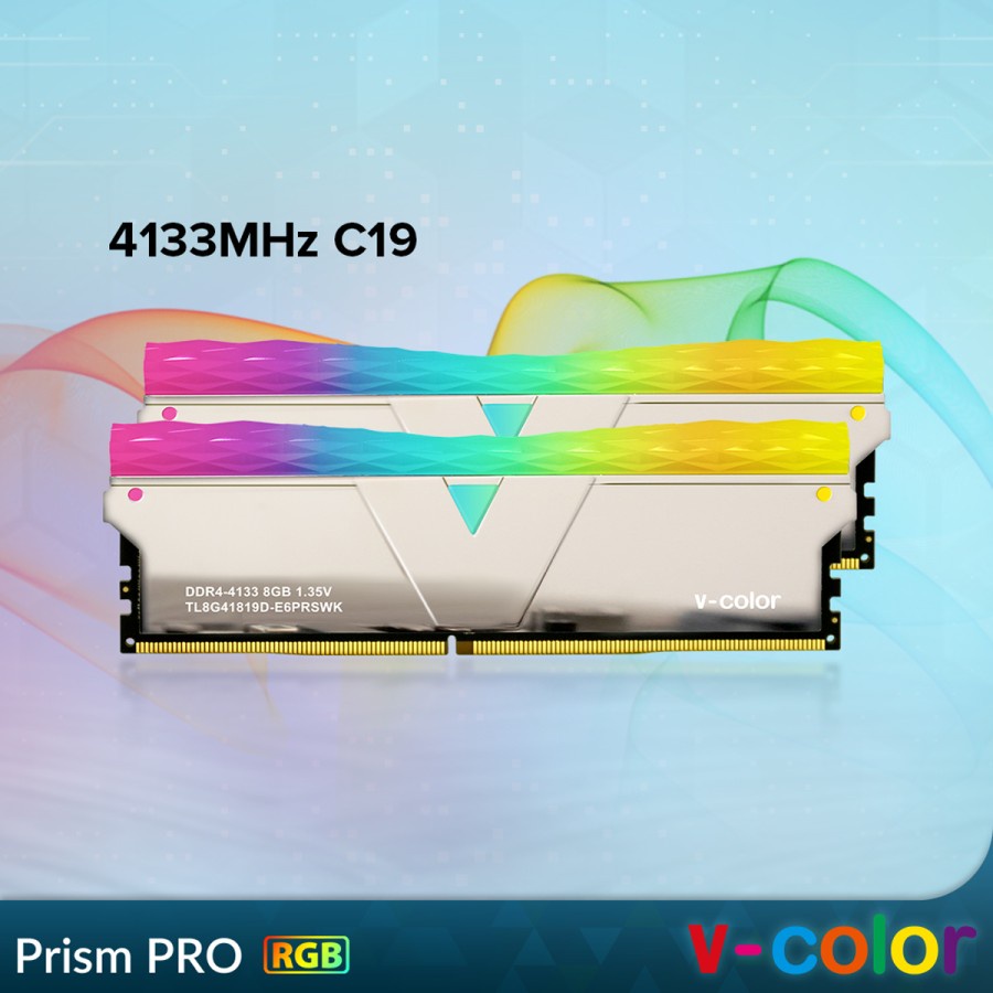 RAM v-color DDR4 PRISM PRO RGB 16GB (2x8GB) 4133MHz CL19 SILVER