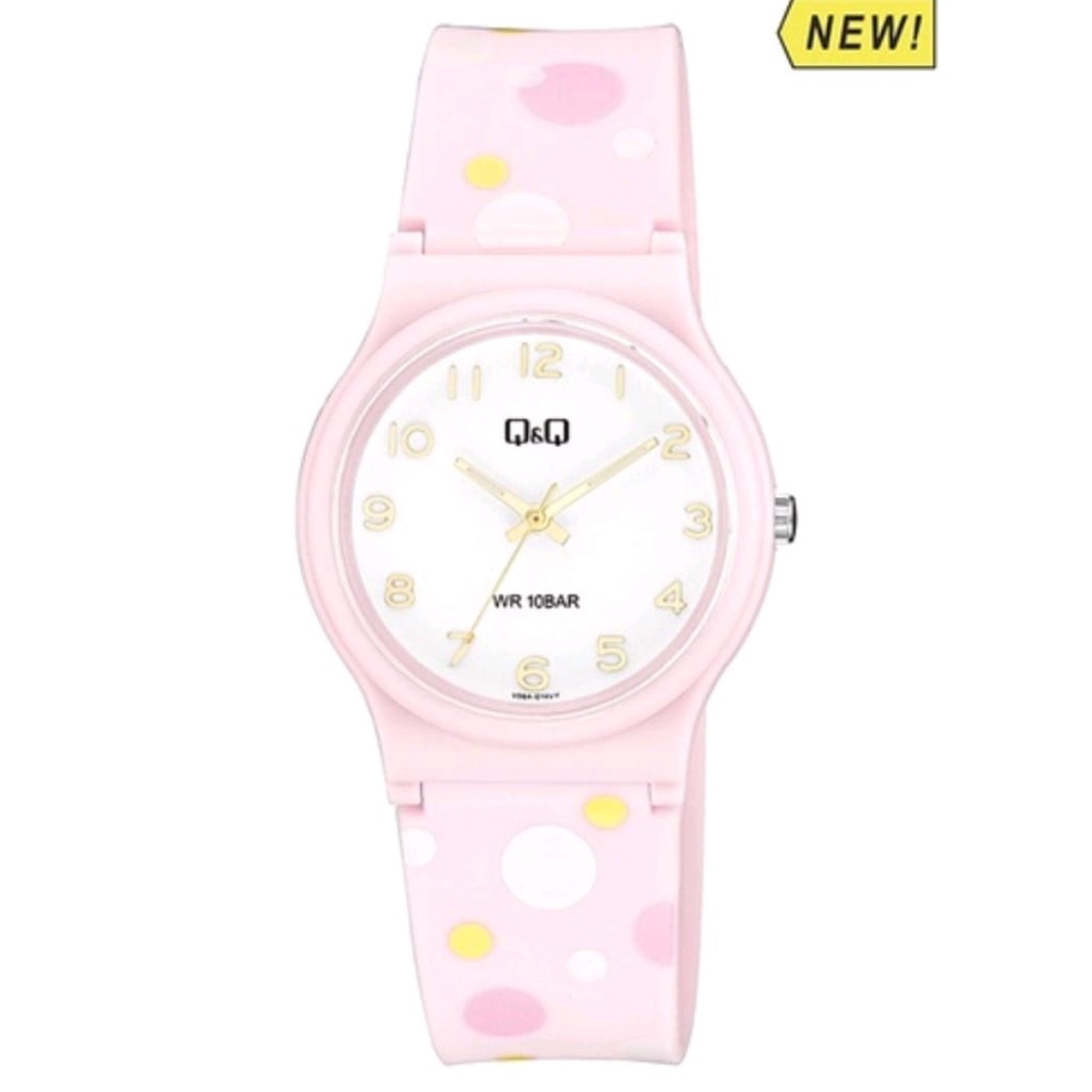 Jam Tangan Q&Q QnQ QQ V06A Jam Tangan Cewek Tali Karet Analog Quartz Terlaris Free Box Free Batrai C