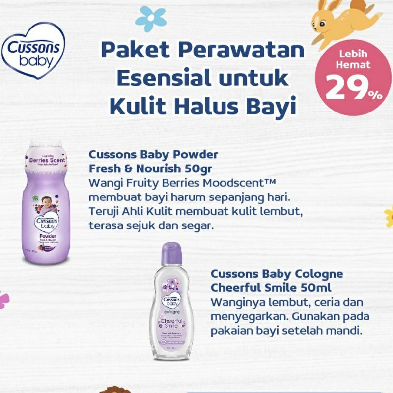 5 in 1 | 4 in 1 Cussons Baby Daily Essential Pack + Telon, Cussons Mini Gift Bag, Gift Set Bayi, Kado Bayi, Set Bedak Bayi