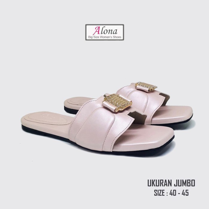 ORIGINAL Aln-143 Lolita Sandal Flat Cantik Pink Salem Ukuran Jumbo Big Size - Pink Salem, 42