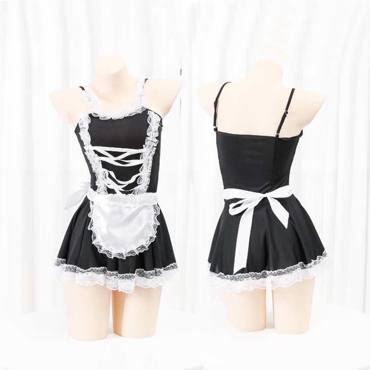 Lingerie Wanita Sexy Maid Anime Cosplay Lingerie Apron Seragam Set Babydoll 3A312