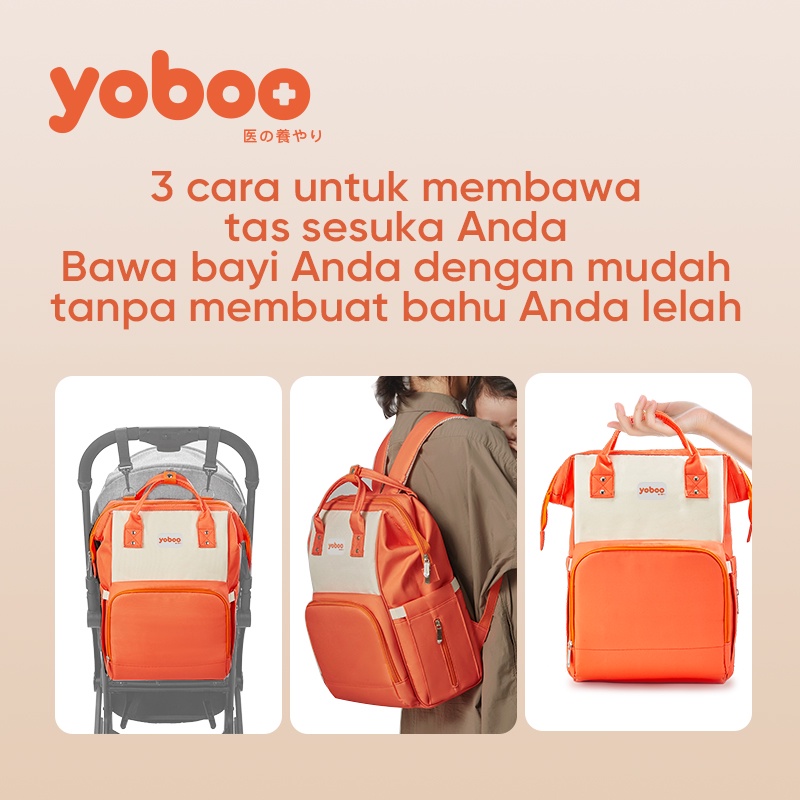 [Baby Friendly] YB-0005 Yoboo Diaper Bag Tas Ransel Perlengkapan Bayi Multifungsi Waterproof Bahan Tebal