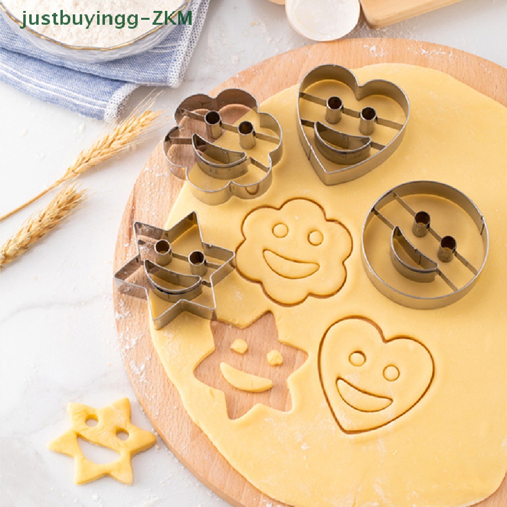 4 Pcs Cetakan Kue Bentuk Smiley Bahan Stainless Steel Untuk Anak