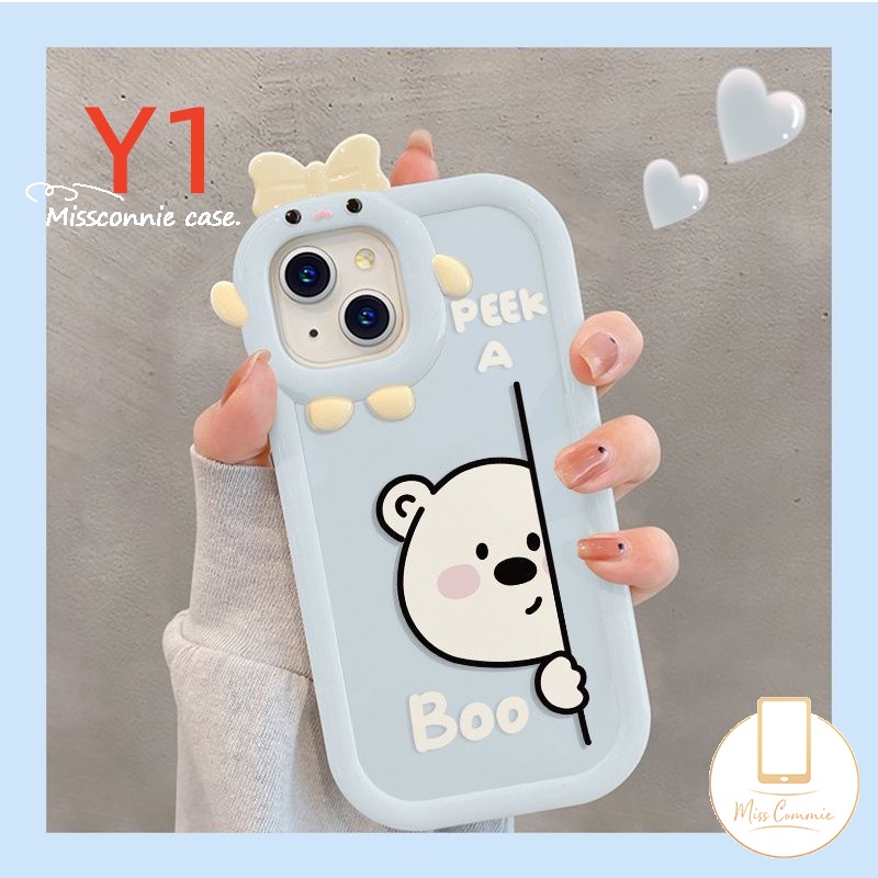 Soft Case Motif Kartun Peek a Boo Bear Puppy 3D Untuk iPhone 6 6s 7 8 Plus 11 13 12 14 Pro MAX XR 14 Plus X XS MAX SE 2020