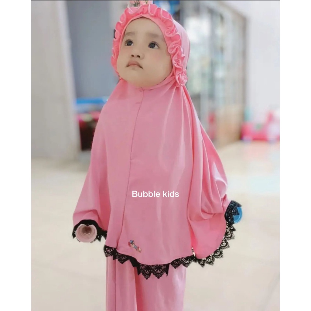 mukena anak | mukena bayi ruffle | mukena baby size 3 bln -3 ½ tahun bahan adem ngpress dan elastis wardah