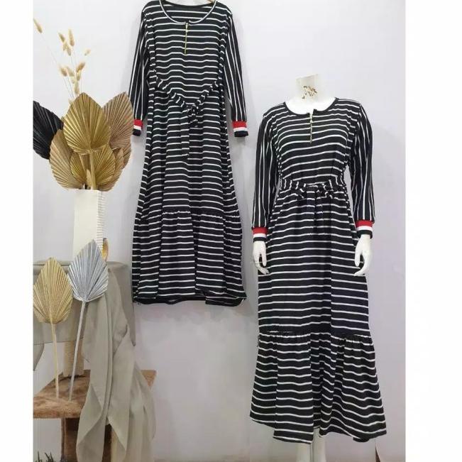 GAMIS BUSUI SALUR JUMBO TANGAN MANSET ( REAL PIC ) PINGGANG TALI / SIZ - abu tua