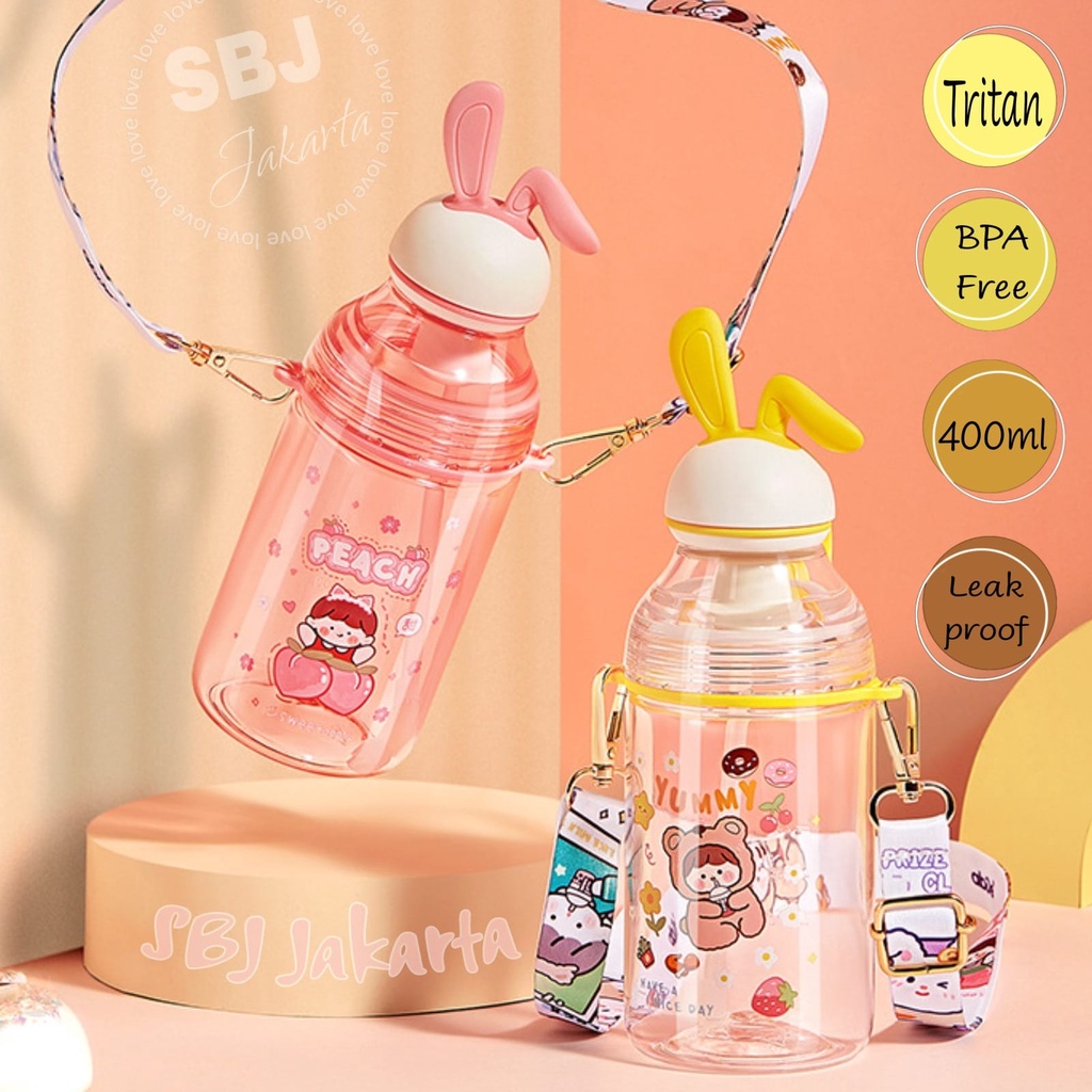 BOTOL MINUM ANAK TRITAN 100% BPA FREE CUTE LITTLE 400ML TALI &amp; SEDOTAN