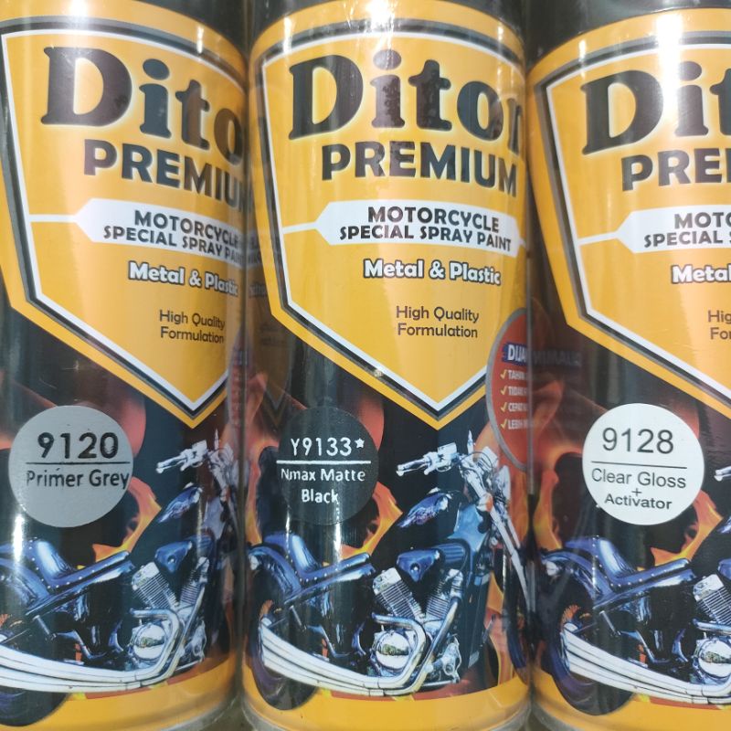 Pilok Cat Diton Premium Paket Lengkap 3 Kaleng Nmax Matte Black Y9133 Primer Grey Epoxy 9120 Clear Glossy 9128 400cc Pilox Paketan Cat Semprot Special Spray Paint