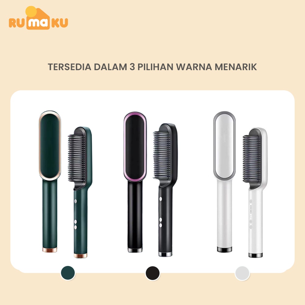 Rumaku Catokan Rambut 2 in 1 Alat Pelurus Rambut Catok Sisir Hair Straightener Listrik