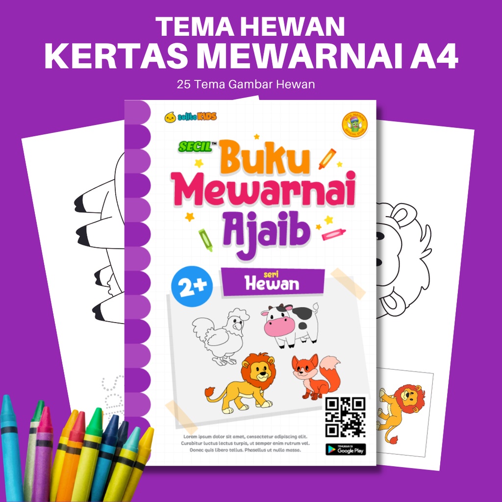 

Kertas Gambar Mewarnai A4 - Coloring Page Tema Hewan (Min Order 10pcs)