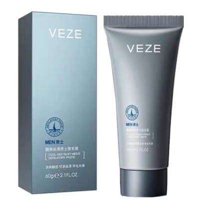 Veze Cool Silky Pria Krim Penghilang Rambut Pembersih Pori-pori Kulit Transparan CJR