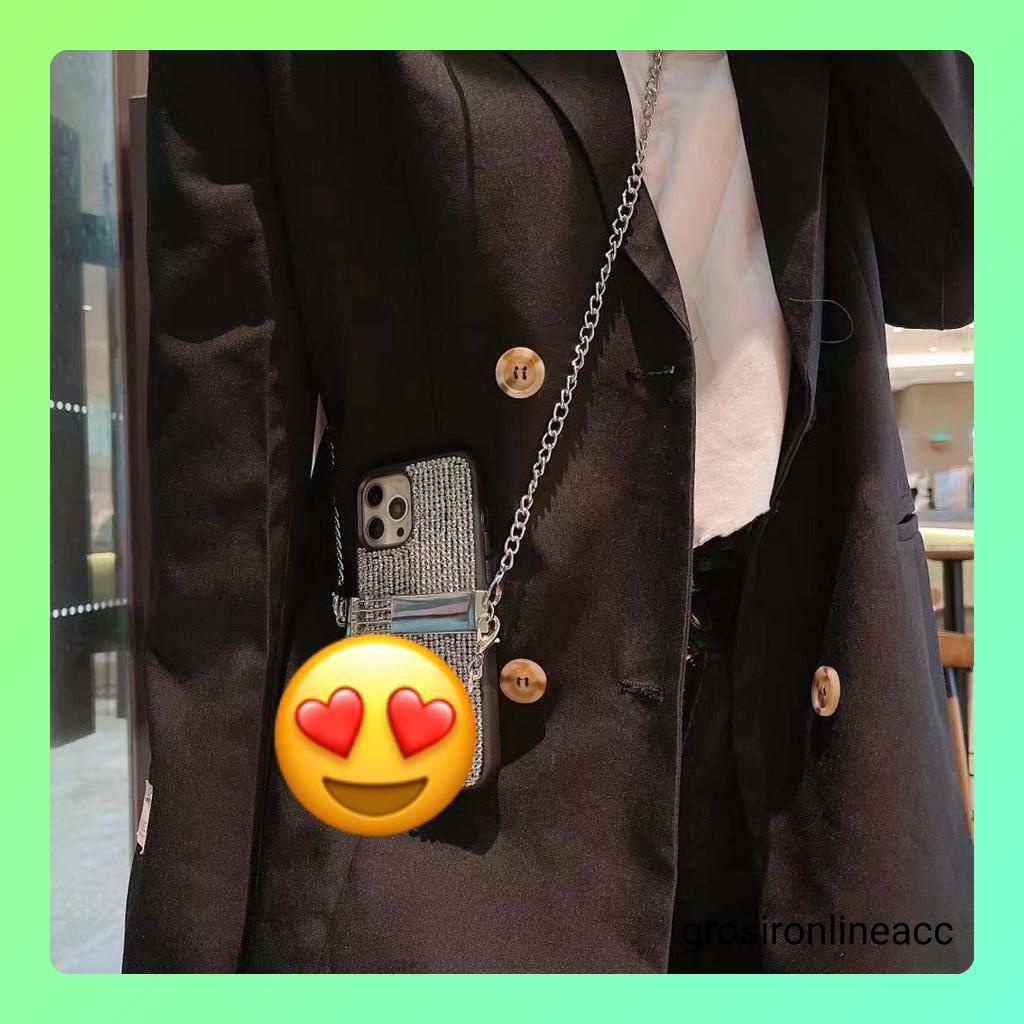 Case bling berlian FJ02 mewah gaya eropa amerika Sling Chain for iphone 12 13 14 Pro Max 14+ Plus 14Plus DY18