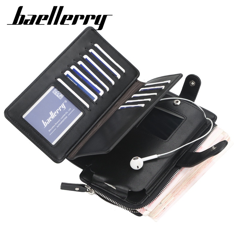 DOMPET PANJANG WANITA GANELLA REMAJA WA598B5 BAELLERRY ORIGINAL BRANDED KOREA KULIT HITAM IMPORT SLOT KARTU RESLETING UANG KOIN TALI PENDEK PREMIUM BATAM KEKINIAN