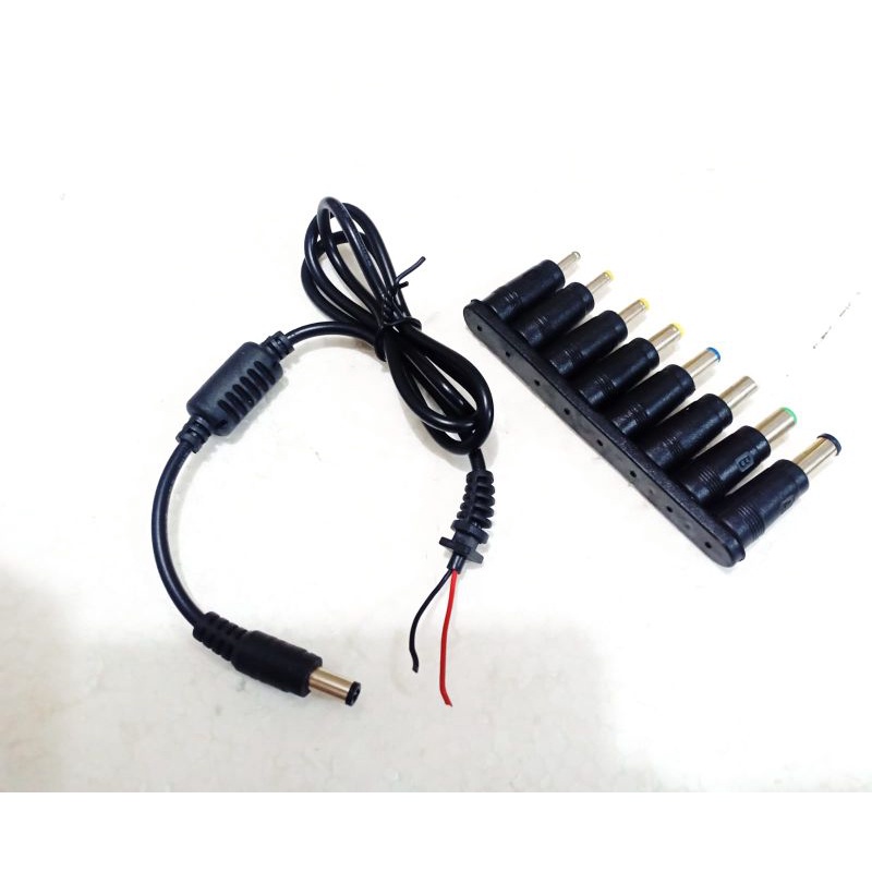 kit konektor kabel adaptor power supply travo trafo multifungsi universal AC DC 8 in 1 cabang laptop