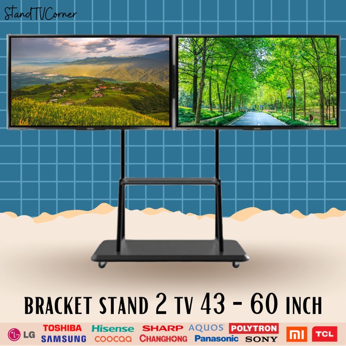 Bracket/Breket/Braket tv stand Dual Screen 43 49 50 55 58 60 Inch