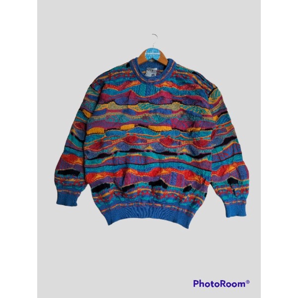 SWEATER RAJUT MOTIF TIMBUL STYLE COOGI SECOND KNITWEAR PRIA WANITA VINTAGE