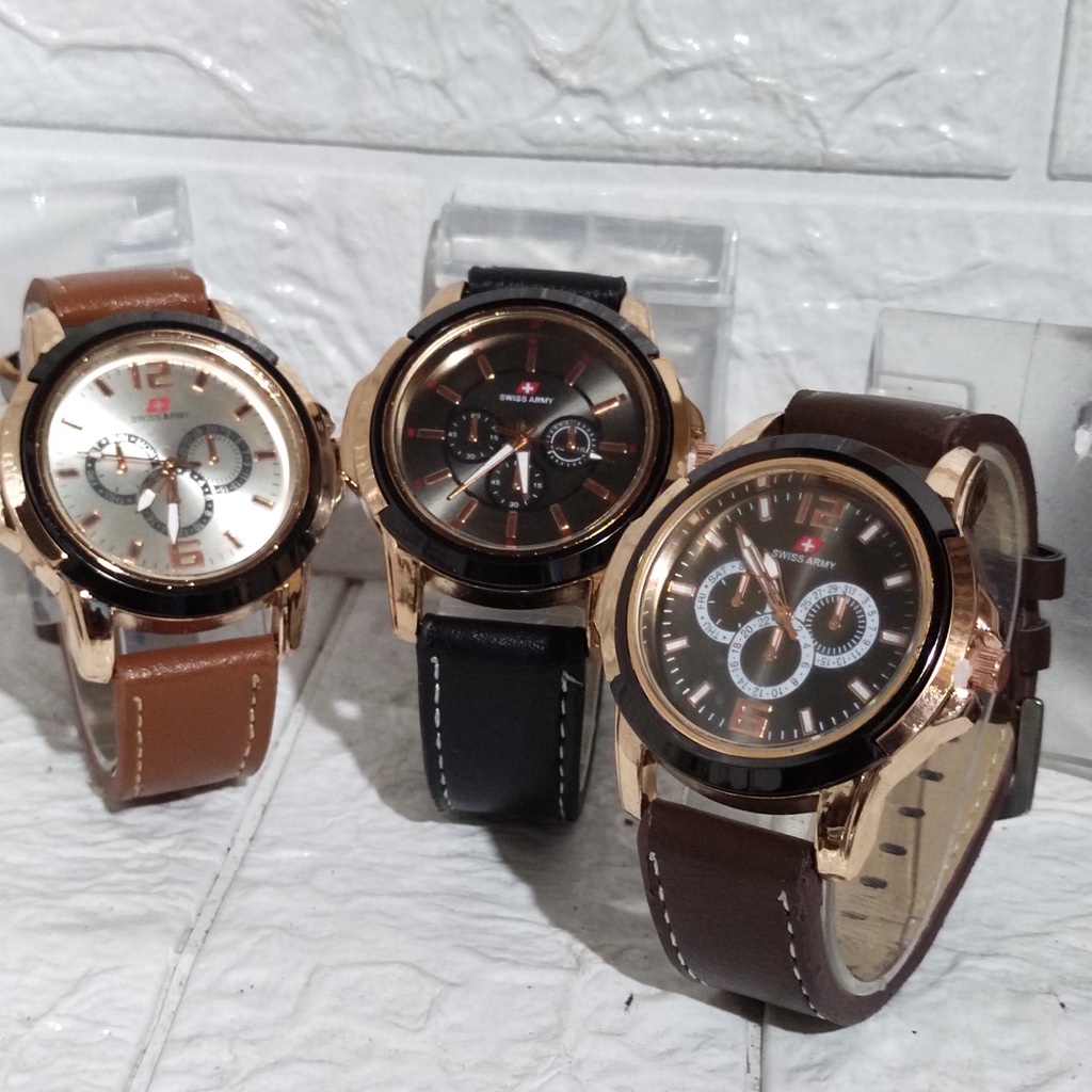 Jam tangan pria tali kalep sintetis kulit