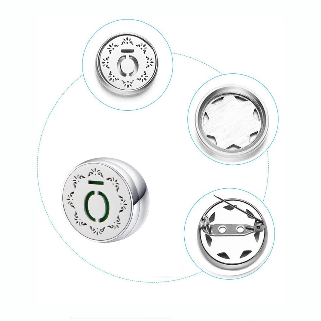 Pin 12mm SILVER difuser masker stainless essential oil / pin diffuser face mask