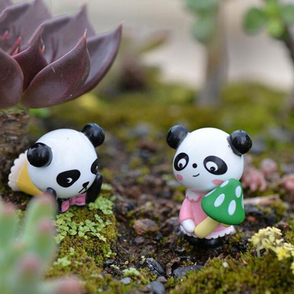 LANFY Micro Landscape Patung Hewan Lucu Pot Landscape DIY Kerajinan Pemandangan Dekorasi Miniatur Patung Buah Model Panda