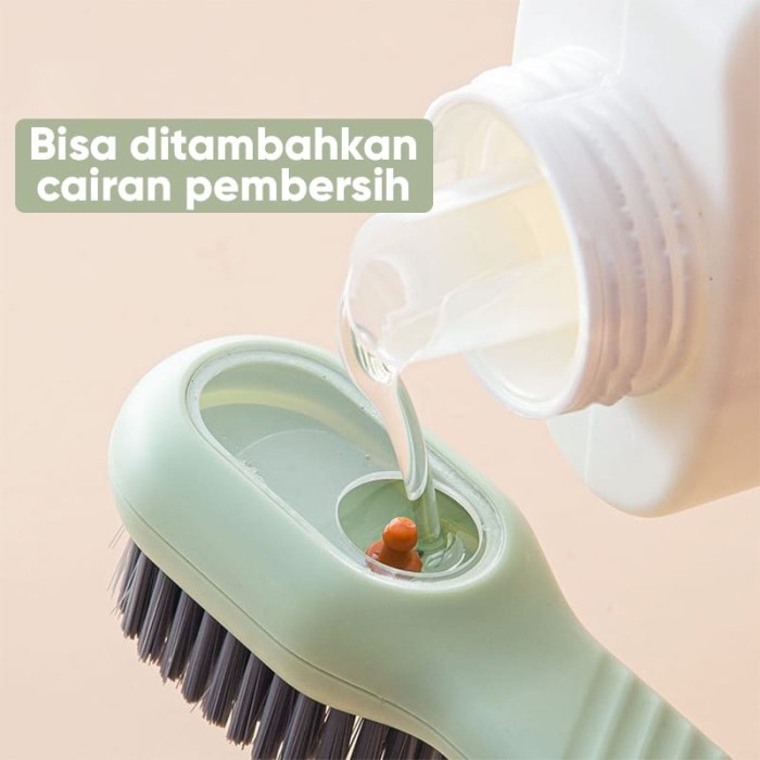 Sikat Dispenser Sabun Serbaguna Sikat Pakaian Sepatu Sikat Pembersih Gagang Panjang Tangki Sabun