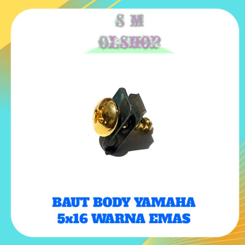 20 PCS Baut Gold Baut Klip Body Yamaha 5x16 Baut Body Motor Yamaha Baut Klip Cover Body Yamaha Matic Yamaha Non Matic Vega,Jupiter,Mio,Xride