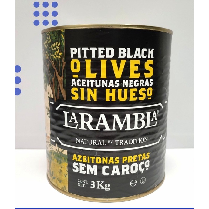 

TERLARIS La Rambla Pitted Black Olives 3kg - Buah Zaitun Olive Hitam Spain