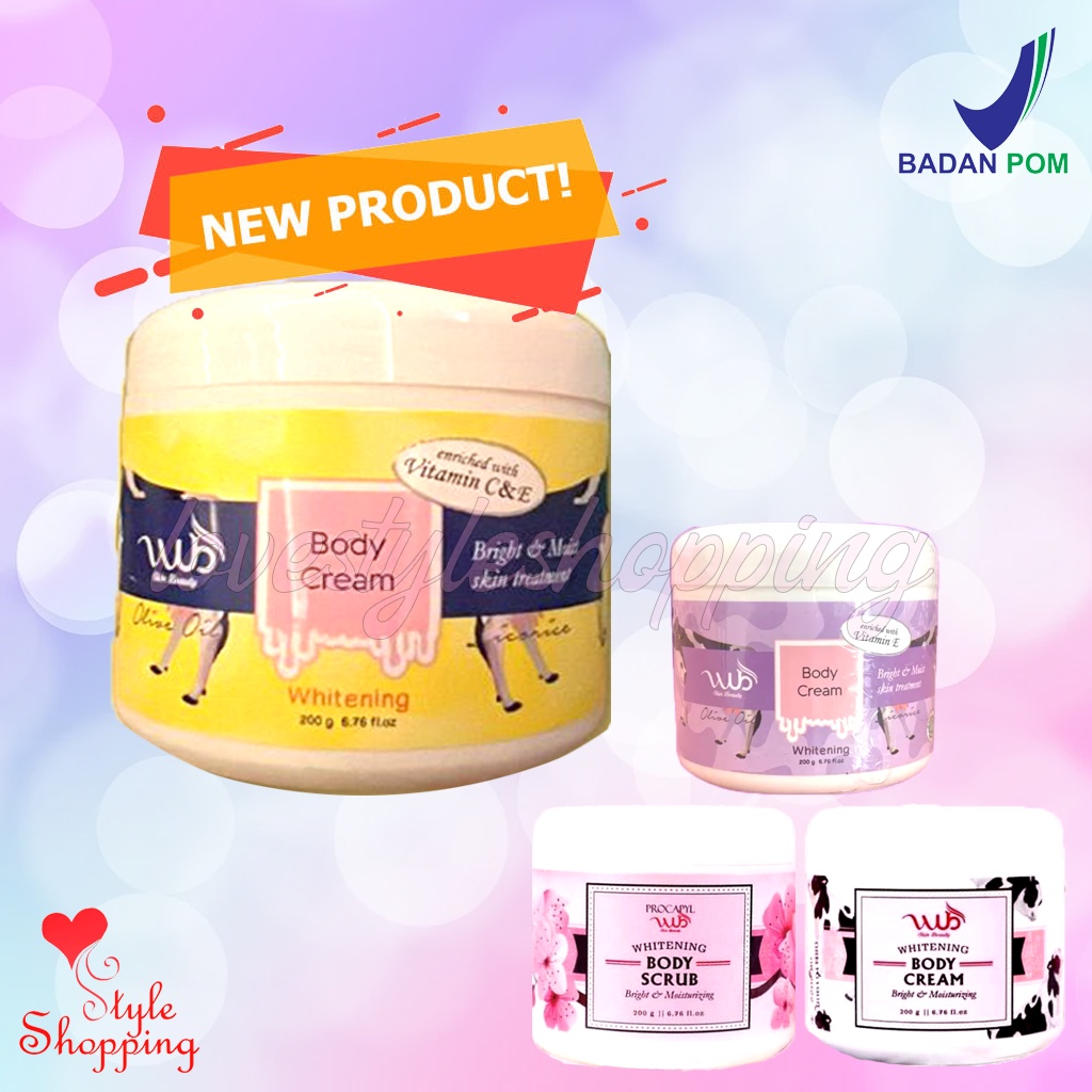 [AGEN RESMI BALI] WUB Body Cream Bleaching & Scrub Whitening 200gr TERMURAH & DIJAMIN ORI 100% BPOM 